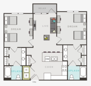 Campus Walk Chico Apartment Floor Plan - Floor Plan, HD Png Download, Free Download