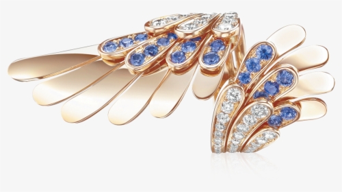 Gold Angel Ring With Diamonds And Saphires - Body Jewelry, HD Png Download, Free Download