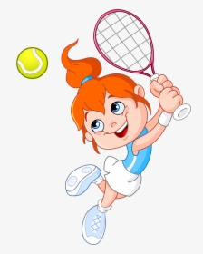 Tennis Girl Racket Cartoon - Girl Playing Tennis Clipart, HD Png Download, Free Download