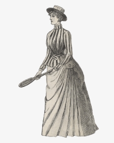 Vintage Tennis Player Woman - Transparent Victorian Woman Png, Png Download, Free Download