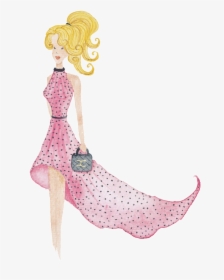 Hand Painted Fashion Girl Paris Cartoon Transparent - Illustration, HD Png Download, Free Download
