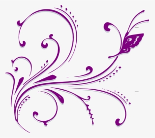 Scroll Design Clip Art - Purple Butterfly Drawing Png, Transparent Png, Free Download