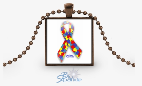 Personalized Awareness Ribbon Square Pendants - Necklace, HD Png Download, Free Download