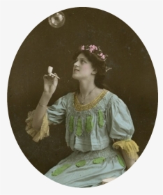 Vintage Woman Blowing Pipe Bubbles - Vintage Clothing, HD Png Download, Free Download
