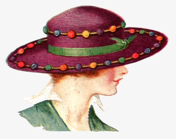 Woman With A Hat Vintage Clothing Clip Art - Png Ladies In Hats, Transparent Png, Free Download