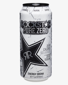 Rockstar Pure Zero Silver Ice - Rockstar Black And White Can, HD Png Download, Free Download