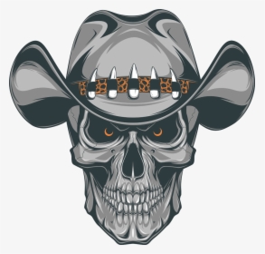 Old School Skull Cowboy - Skull With Cowboy Hat Tattoo, HD Png Download, Free Download