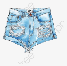 Transparent Denim Shorts Png - Draw Ripped Jeans Shorts, Png Download, Free Download