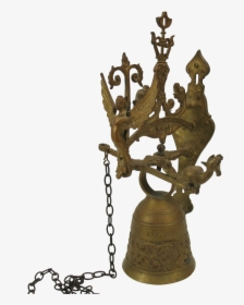 Big Victorian Figural Brass Hanging Bell For Door Or - Old Brass Copper Bell Heavy With Mythological Creatures, HD Png Download, Free Download