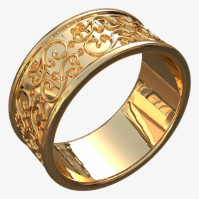 Ring With Patterns, Gold Jewelry - Bangle, HD Png Download, Free Download