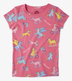 Girls Happy Horse Print Crusher Tee - Pattern, HD Png Download, Free Download