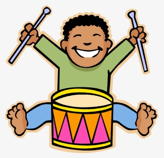 Kids Playing Music Clipart - Cartoon Playing A Drum, HD Png Download, Free Download