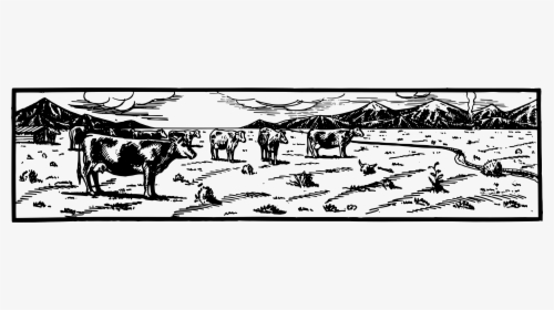 Cow Field Clip Arts - Black And White Cow Field Clipart, HD Png Download, Free Download