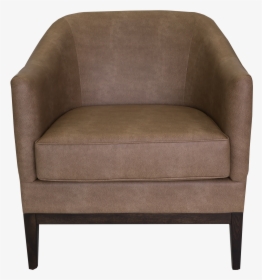 Brown Leather Upholstered Tub Chair With Curved Back, HD Png Download, Free Download