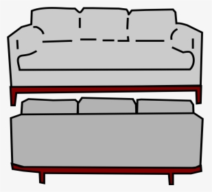 Gray Sofa Front And Back Clip Arts - Couch Drawing From Back, HD Png Download, Free Download