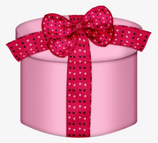 Pink Heart Box Png - Round Gift Box Pink, Transparent Png, Free Download