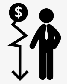 Descending Money Arrow Graphic And A Businessman - Stickman Png, Transparent Png, Free Download