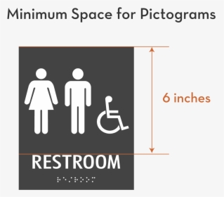 Minimum Space Dimensions For Pictograms On Ada Signs - All Gender Restroom Sign California, HD Png Download, Free Download