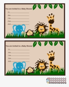 Free Printable Jungle Baby Shower Invitations - Tarjetas De Invitacion De Animales De La Selva Para, HD Png Download, Free Download