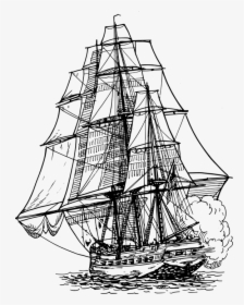 Frigate, Sailing Ship, Sail Ship, Sailing, Maritime - Ship Drawing Png, Transparent Png, Free Download