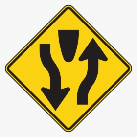 Car, Road, Information, Warning, Highway, Travel - End Of A Divided Highway Sign, HD Png Download, Free Download