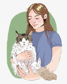Illustration Of Molly White Holding Her Cat Max - Domestic Short-haired Cat, HD Png Download, Free Download