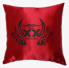 Red Satin Throw Pillow With Black Dos Equis Logo Heat - Cushion, HD Png Download, Free Download