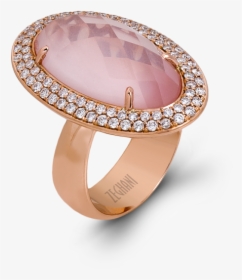 14kr Ring With Rose Quartz And Diamonds - Engagement Ring, HD Png Download, Free Download