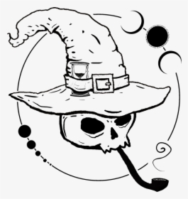Skull, Mage, Wizard, Sorcerer, Fantasy Art, Pipe - Skull Wizard Drawing, HD Png Download, Free Download