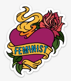 Feminist Tattoo Sticker - Traditional Heart Tattoo Outline, HD Png Download, Free Download
