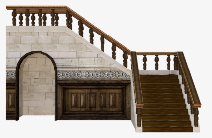 Wooden, Stairs, 3d, Render, Wood, Stairway, Doorway - Handrail, HD Png Download, Free Download