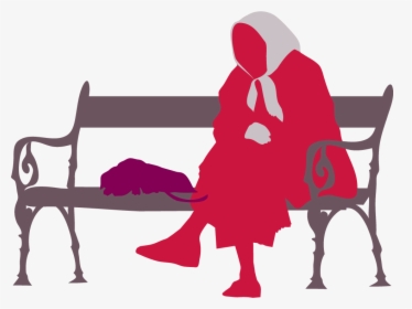 Old Lonely Woman - Old Lady Sitting Silhouette Transparent, HD Png Download, Free Download