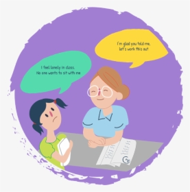 Girl Telling Teacher She Feels Lonely , Png Download - Cartoon, Transparent Png, Free Download