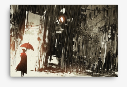 Clip Art With Umbrella In Abandoned - Lonely Woman With Umbrella In Abandoned City, HD Png Download, Free Download