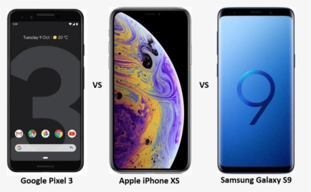 Google Pixel 3 Vs Iphone Xs Vs Samsung Galaxy S9 - Pixel 3 Vs Galaxy S9, HD Png Download, Free Download