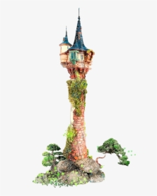 #watercolor #tower #rapunzel #castle #princess #fantasy - Watercolor Castle Rapunzel, HD Png Download, Free Download