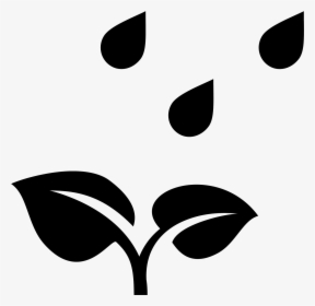 It"s An Icon Of A Growing Plant With Rain Falling On - Plants Black And White Icon, HD Png Download, Free Download