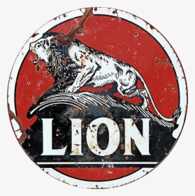 Vintage Lion Gasoline Sign - Vintage Oil Sign, HD Png Download, Free Download