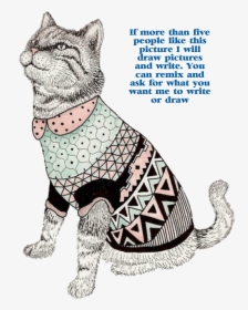 Cat Png Tumblr - Cat In Sweater Clip Art, Transparent Png, Free Download
