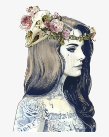 Lana Del Rey, Art, And Drawing Image - Draw Flower In Hair, HD Png Download, Free Download