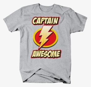 Captain Awesome Hero Savior Lightning Bolt Red Yellow - T-shirt, HD Png Download, Free Download