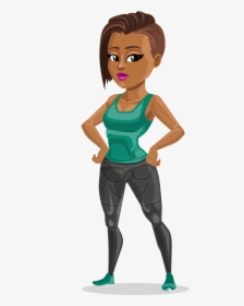 African American Fitness Girl Cartoon Vector Character - African Lady Cartoon Png, Transparent Png, Free Download