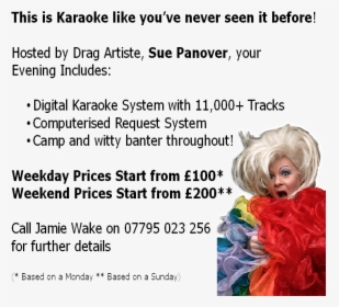 Drag Karaoke Hosted By Drag Queen Sue Panover - Lace Wig, HD Png Download, Free Download