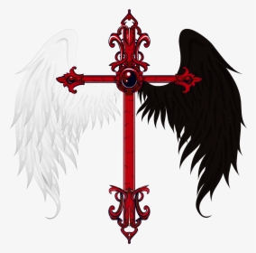 Angels Logo Png Transparent - Cross With Angel And Demon Wings, Png Download, Free Download