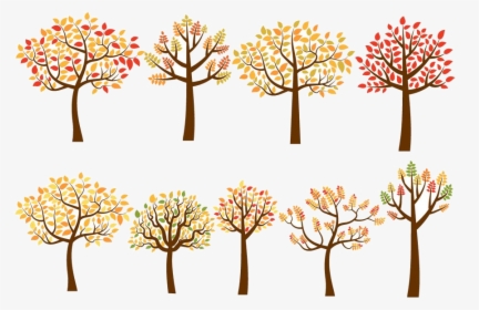 Fall Tree Yellow And Red Trees Clip Art Set Autumn - Autumn Tree Clipart, HD Png Download, Free Download