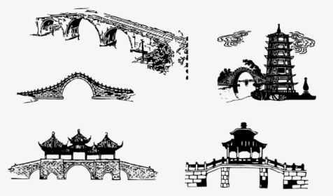 Free Vector Chinese Traditional Architectural Arch - Old Chinese Bridge Vector, HD Png Download, Free Download