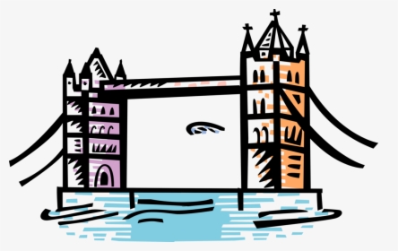Vector Illustration Of Tower Bridge Bascule And Suspension - London Bridge Vector Png, Transparent Png, Free Download