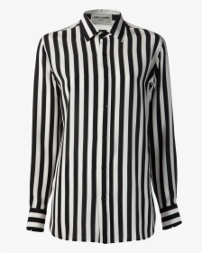 Saint Laurent Black White Striped Crepe De Chine Silk - Black And White Stripes Shirt Transparent, HD Png Download, Free Download