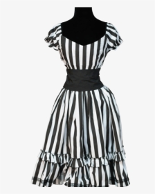Gothic Black And White Striped Dress - Black And White Gothic Dress, HD Png Download, Free Download