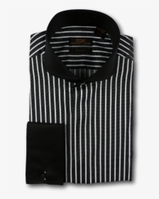 Steven Land Mens Black White Stripe Design Black Collar - Black Shirt New Design For Men, HD Png Download, Free Download
